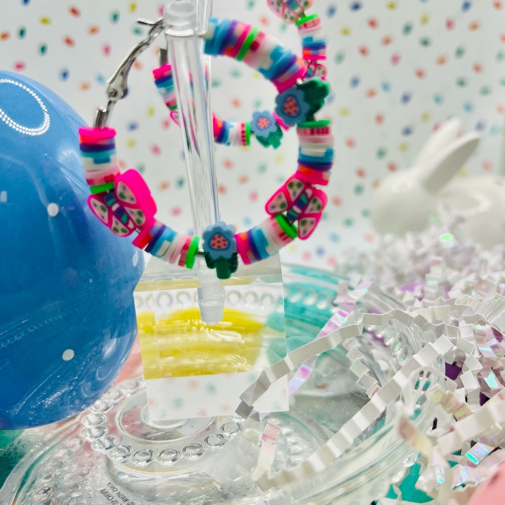 Colorful Beaded Hoop Earrings